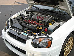 2005 Subaru Impreza WRX STi Aspen White with Gold BBS Wheels S. CA-engine.jpg