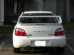 2005 Subaru Impreza WRX STi Aspen White with Gold BBS Wheels S. CA-rear.jpg